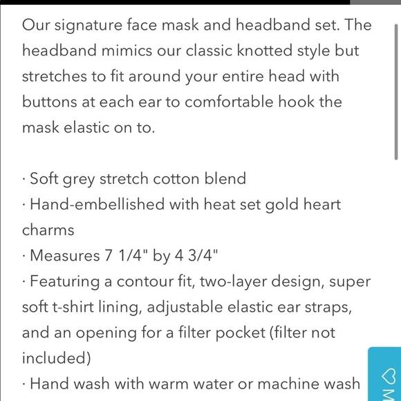 Lele Sadoughi Gray Heat Studded Embellished Facemask and Headband Set NEW - Picture 9 of 9